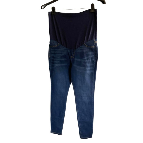 Thyme Maternity Jeans Womens 30 Blue Stretch Over Belly Panel Skinny Jeggings - Picture 1 of 9